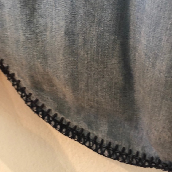 Denim tank, lighter wash, stitch detail. - Picture 6 of 6